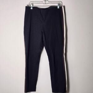 A New Day Black Trouser Tuxedo Stretch Pants Brown/Beige Stripes Women 14 A0086